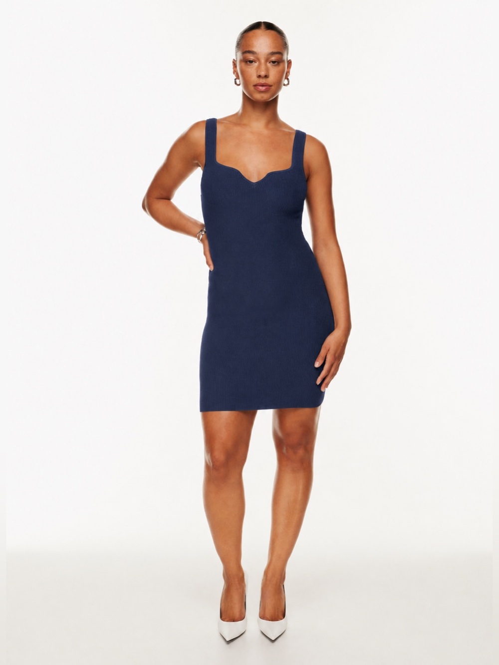 Aritzia Babaton Sculpt Knit Notch Dress Size XL ribbed Yarn bodycon dress